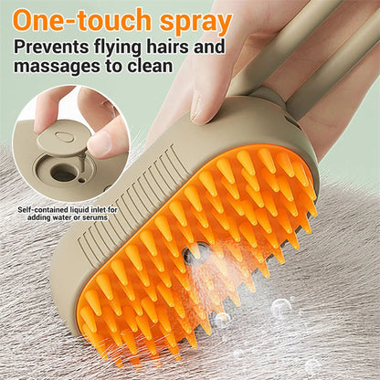 Steam Pet Brush Pet Grooming Brush Spray Function Brush Anti-Static Pet Brush Cat Grooming Tool Dog Grooming Brush Silicone Teeth Pet Brush USB Rechargeable Pet Brush Gentle Pet Comb Grooming Tool for Cats and Dogs