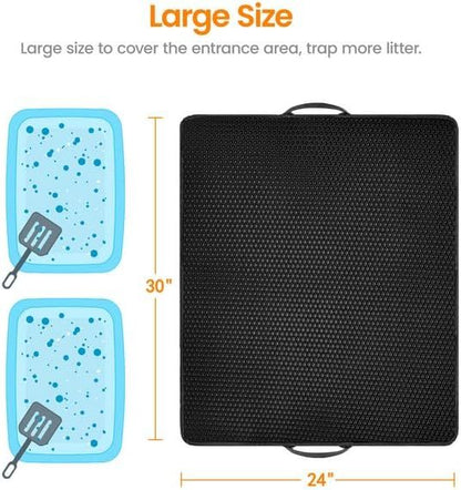 cat Litter Mat Litter Trapping Mat Waterproof Cat Mat Double Layer Litter Mat Honeycomb Cat Mat Cat Mat for Litter Box Non-Slip Cat Mat EVA Cat Litter Mat Cat Litter Scatter Control Easy Clean Cat Mat