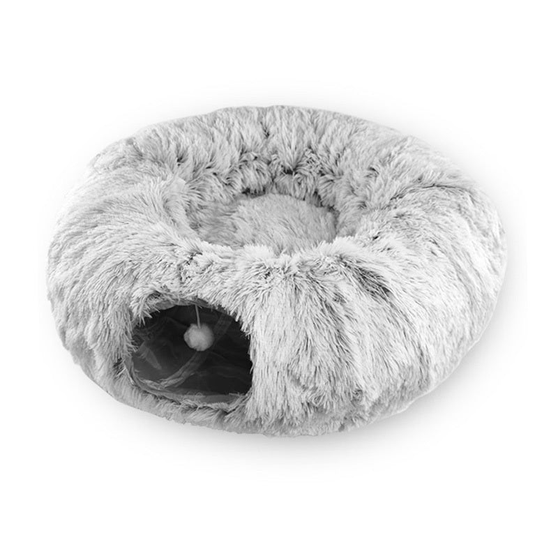 Plush Warm Cat Bed With Tunnel