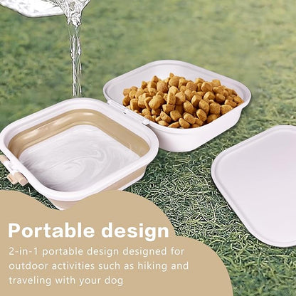 Portable Double-Layer Dog Water &amp; Food Bowl | Perfect for Outdoor Adventures | BPA-Free