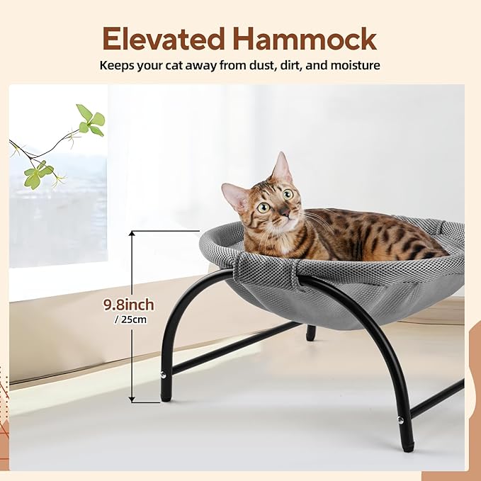 Cat Hammock Bed Elevated Pet Bed Moisture-Proof Cat Bed Pet Cot for Small Dogs Breathable Cat Bed Machine Washable Pet Bed Cat Bed for Indoor &amp; Outdoor Comfortable Pet Hammock Iron Frame Cat Bed Pet Bed for Cats and Small Dogs
anti-slip pet bed
burrow bed for cats
Cat bed
covered cat bed
cozy cat nest
fluffy cat bed
pet accessories
plush pet bed
soft cat bed
washable cat bed