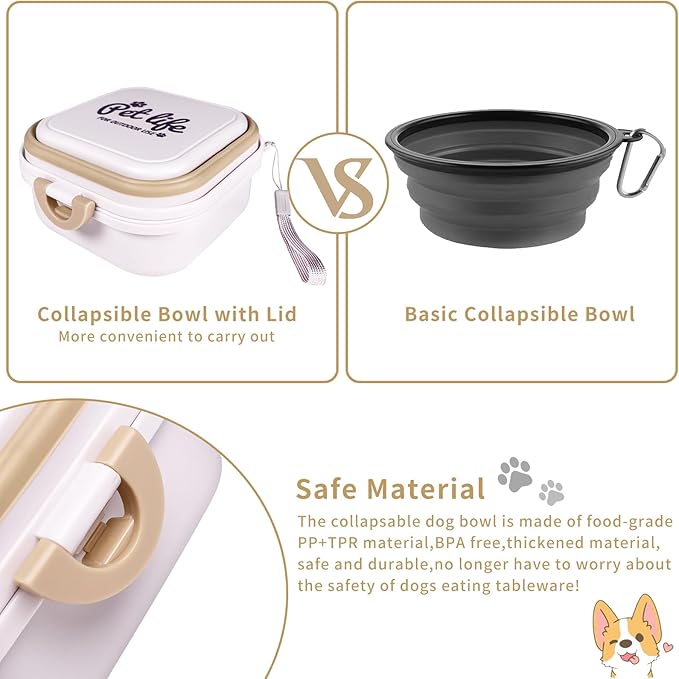 Portable Double-Layer Dog Water &amp; Food Bowl | Perfect for Outdoor Adventures | BPA-Free