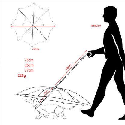 Pet Umbrella Leash - Transparent Waterproof Dog Umbrella with Leash Attachment