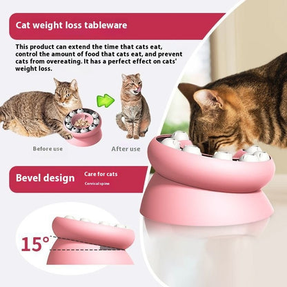 Rotating Food Leakage Feeding Cat Bowl Puzzle Cat Toy