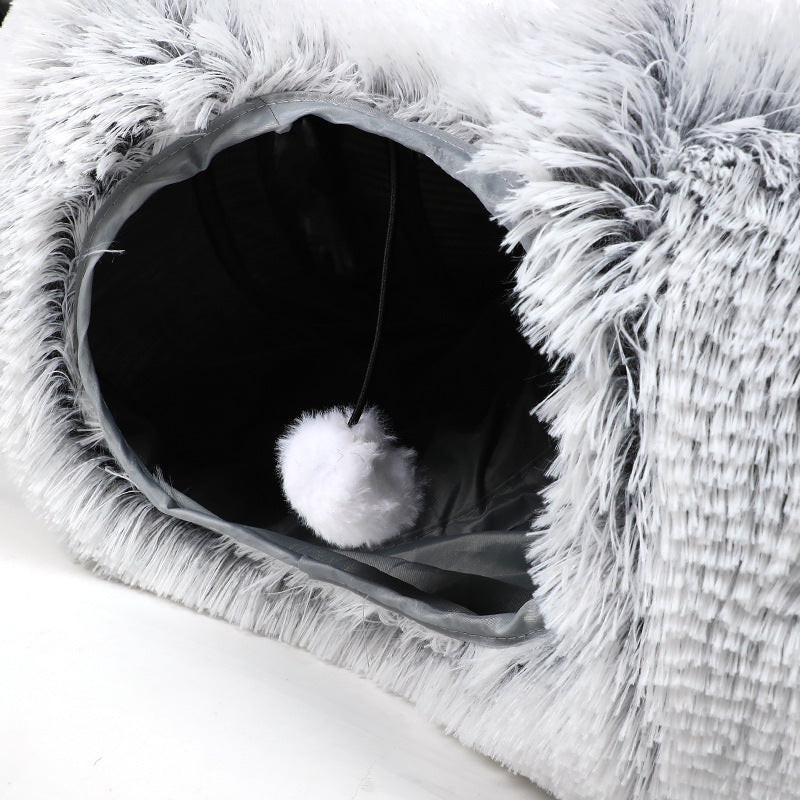 Plush Warm Cat Bed With Tunnel