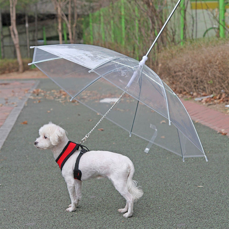 Pet Umbrella Leash - Transparent Waterproof Dog Umbrella with Leash Attachment