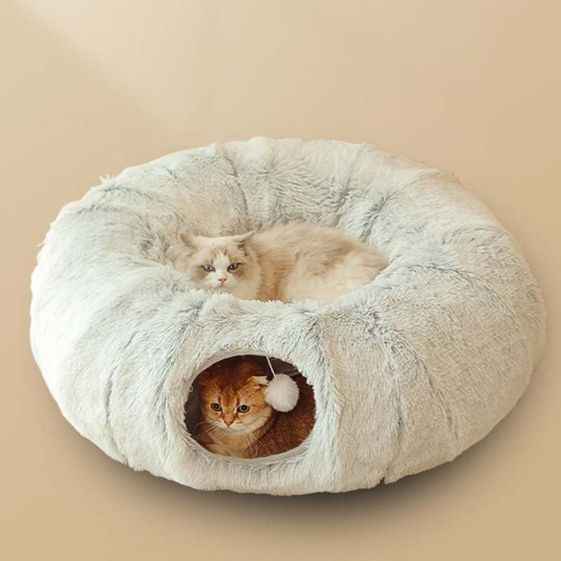 Plush Warm Cat Bed With Tunnel